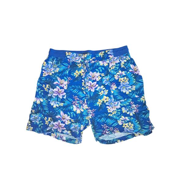 Caribbean Joe Blue Tropical Floral Print Shorts Size Small - Picture 1 of 4